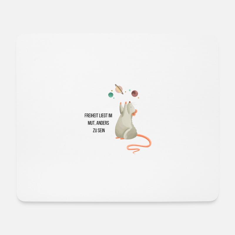 Weltraum Maus - Mousepad (Querformat) - Weiß