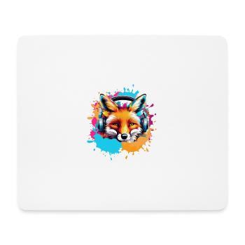 Fuchs,bunt, Malerei,kopfhörer, Graffiti - Mousepad (Querformat) - Weiß - Vorne