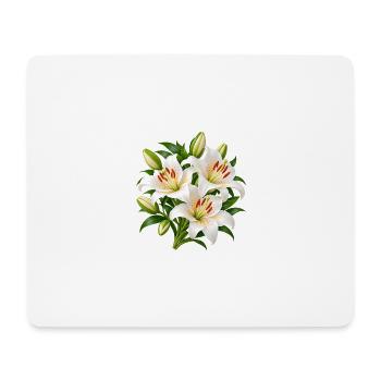 Weiße Lilien-Blumenstrauß-Kunst - Mousepad (Querformat) - Weiß - Vorne