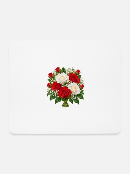 Rot-weiß-Rosenstrauß-Druck - Mousepad (Querformat) - Weiß