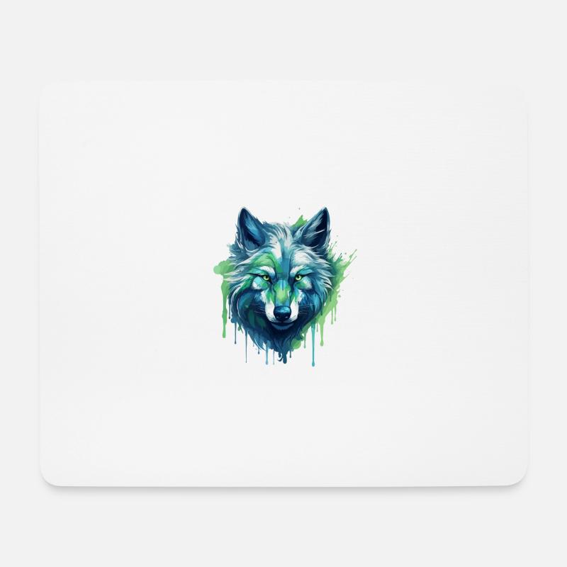 Blauer Wolf - Mousepad (Querformat) - Weiß