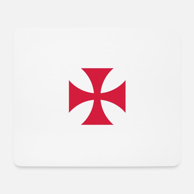 Tempelkreuz rot und Feuer - Mousepad (Querformat) - Weiß