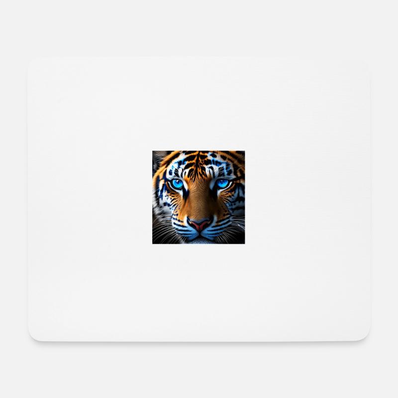 Tiger mit blauen Augen fotoreal dargestellt - Mousepad (Querformat) - Weiß