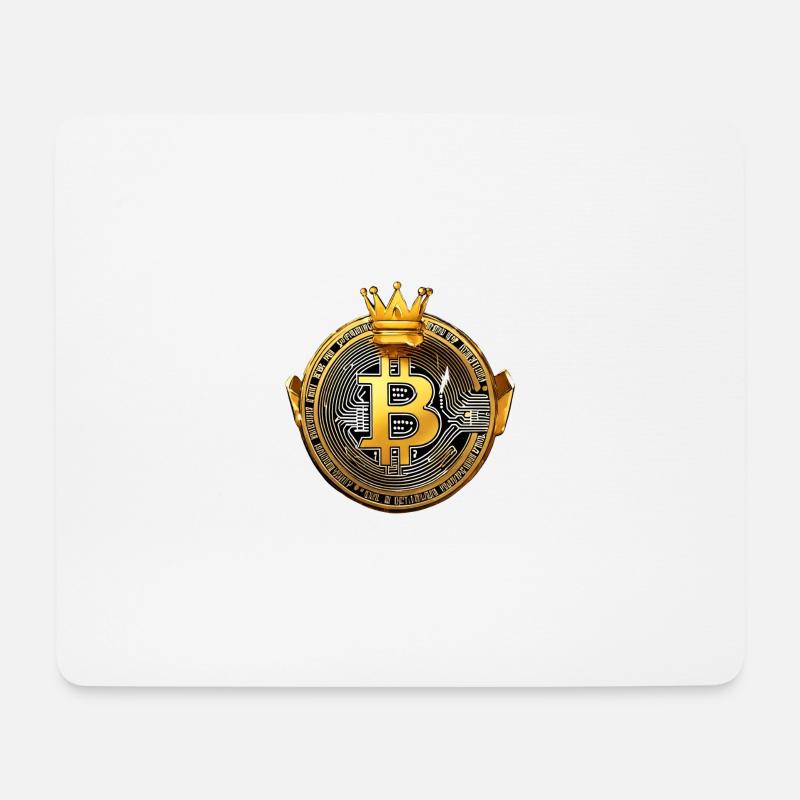 King Bitcoin - Cooles Bitcoin Logo - Mousepad (Querformat) - Weiß