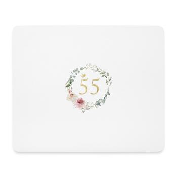 Zahl 55, Blumenkranz-Krone, personalisierbar - Mousepad (Querformat) - Weiß - Vorne