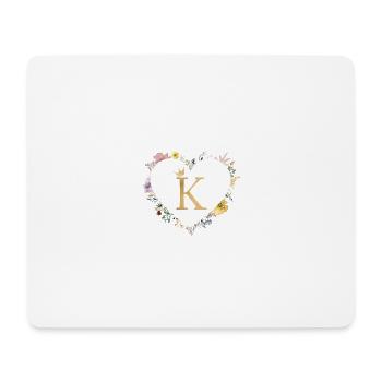 Letter K, Monogram, Heart, Personalizable - Mouse Pad (horizontal) - white - Front