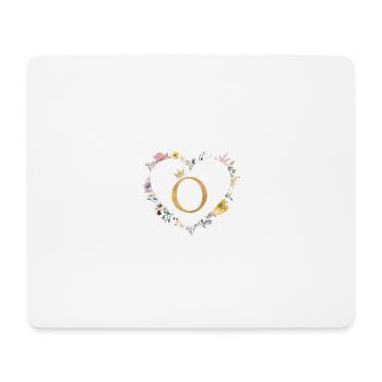 Lettre O, monogramme, coeur, personnalisable - Tapis de souris (format paysage) - blanc - Devant