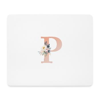 P monogramme, Floral, Boho - Tapis de souris (format paysage) - blanc - Devant