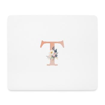 T monogramme, Floral, Boho - Tapis de souris (format paysage) - blanc - Devant