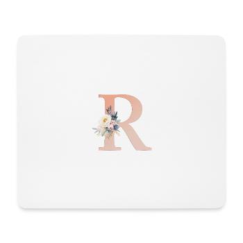 R Monogramm , Floral, Boho - Mousepad (Querformat) - Weiß - Vorne