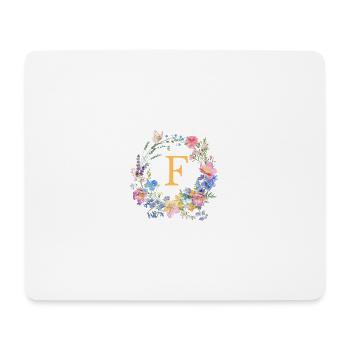 F Monogram Floral, Floral Wreath, Personalizable - Mouse Pad (horizontal) - white - Front