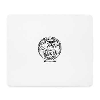 Dog with glasses on globe - Mouse Pad (horizontal) - white - Front