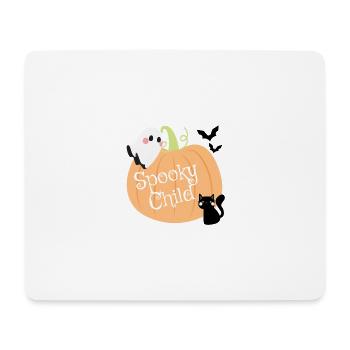 Spooky Child – Citrouille d’Halloween, fantôme et chat - Tapis de souris (format paysage) - blanc - Devant