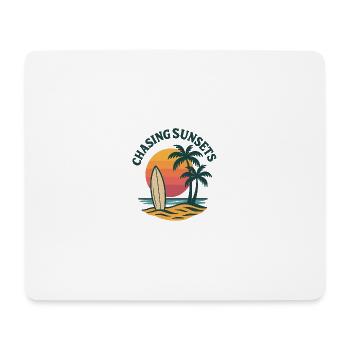 À la poursuite des couchers de soleil – Surf & Beach Vibes - Tapis de souris (format paysage) - blanc - Devant