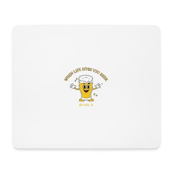 Bier-Lebensmotto Cartoon - Mousepad (Querformat) - Weiß - Vorne