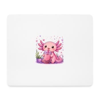 Pink Axolot with Bubble Tea - Mouse Pad (horizontal) - white - Front