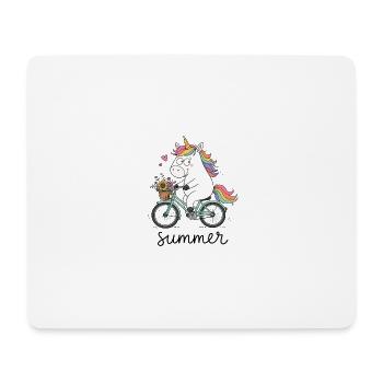 Einhorn auf dem Fahrrad - Mousepad (Querformat) - Weiß - Vorne