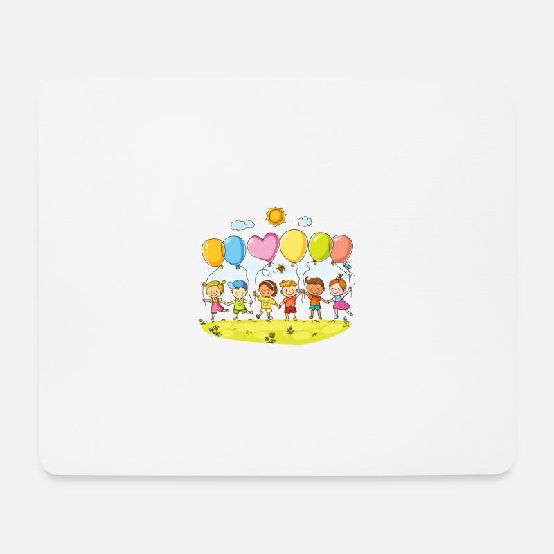 Kinder Kids mit Luftballons - Mousepad (Querformat) - Weiß