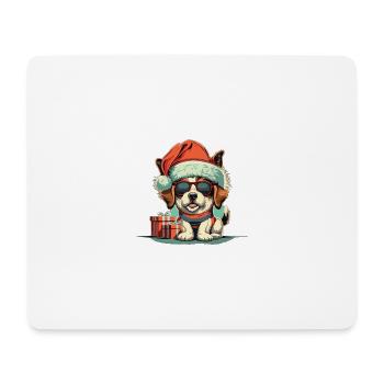 Coole Hundesonnenbrille posiert Weihnachten Geschenk - Mousepad (Querformat) - Weiß - Vorne