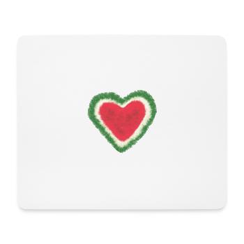 Melone, Wassermelone, Aquarell, Herz - Mousepad (Querformat) - Weiß - Vorne