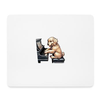 Golden Retriever Playing Piano - Mouse Pad (horizontal) - white - Front