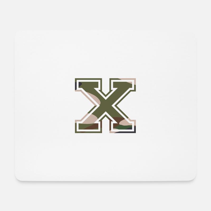 X, Monogramme, Camouflage Vert-Brun - Tapis de souris (format paysage) - blanc