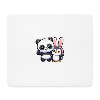 Panda und Pinguin - Mousepad (Querformat) - Weiß - Vorne