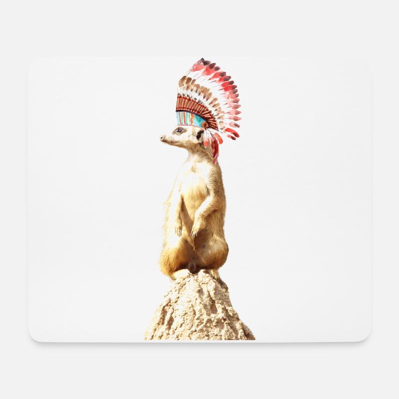 Meerkats with feather ornaments - Mouse Pad (horizontal) - white