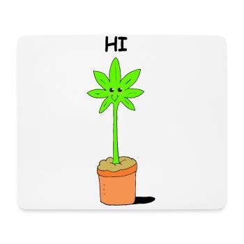 Cute Kawaii Weed Plant says Hi Illustration - Mouse Pad (horizontal) - white - Front