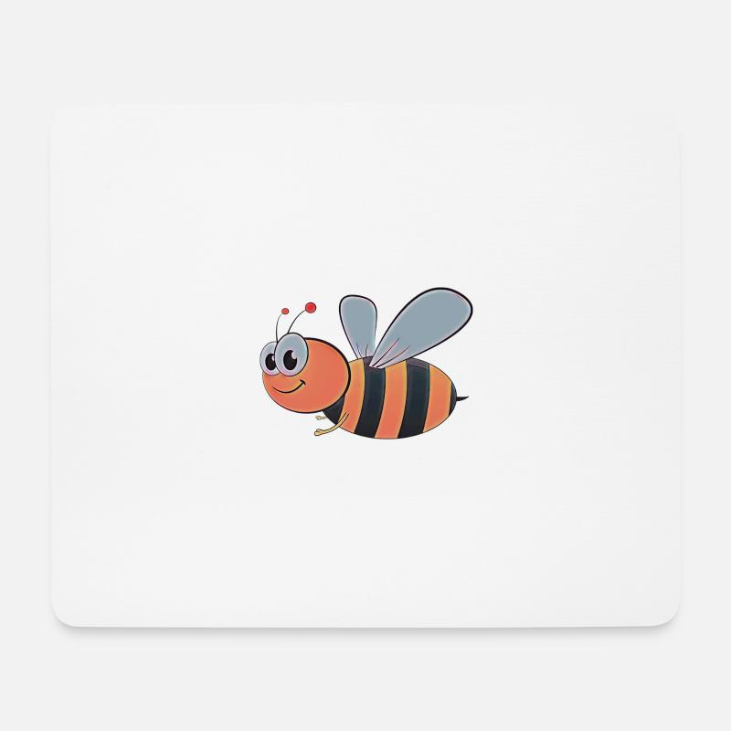 Lustige rote Biene - Mousepad (Querformat) - Weiß