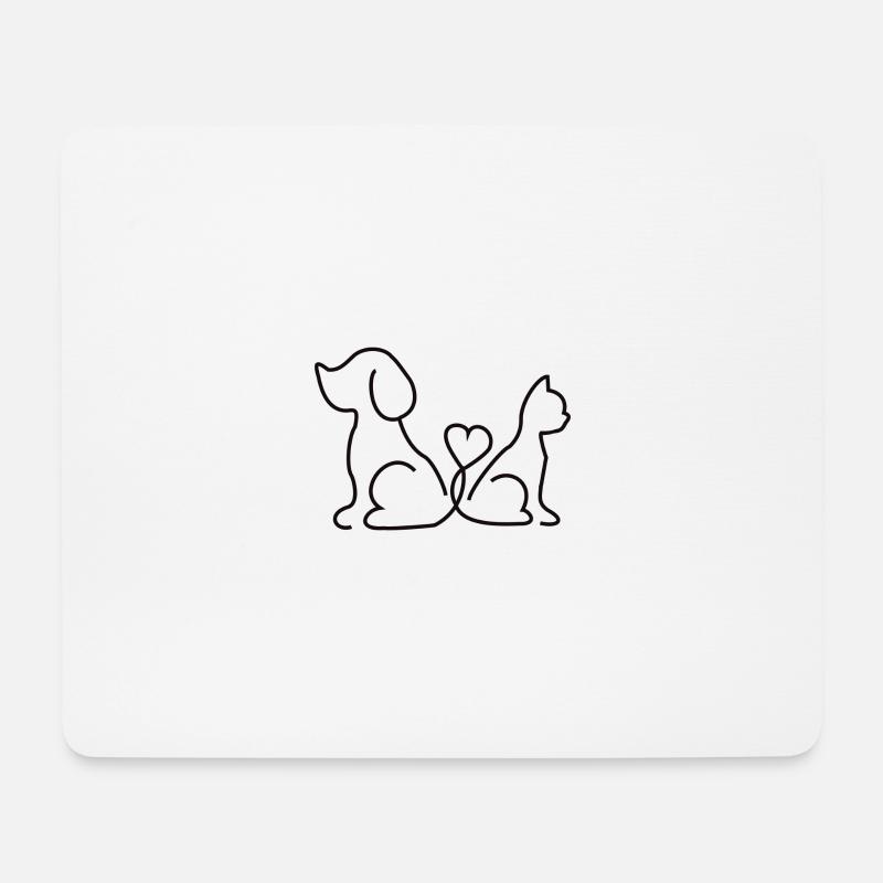Hund Katze Herz - Mousepad (Querformat) - Weiß