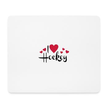 I love Hockey - Mousepad (Querformat) - Weiß - Vorne