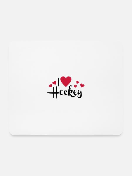 I love Hockey - Mousepad (Querformat) - Weiß