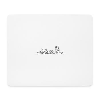 Munich Road Bike Heartbeat – Cyclist Design - Mouse Pad (horizontal) - white - Front
