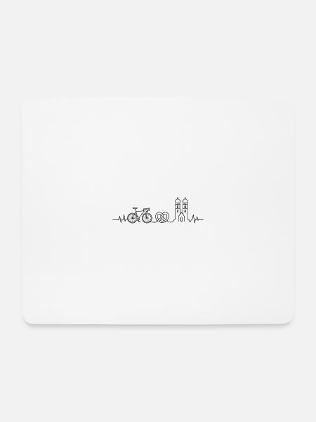 München Rennrad Herzschlag – Radfahrer Design - Mousepad (Querformat) - Weiß