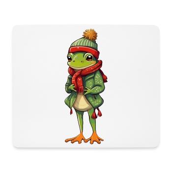 Cute frog in festive winter look! - Mouse Pad (horizontal) - white - Front