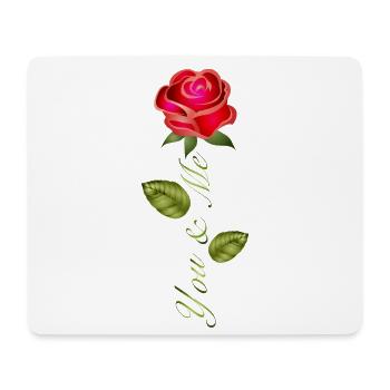 Rose rouge avec lettrage You & Me - Tapis de souris (format paysage) - blanc - Devant