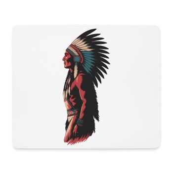 Native Headdress Art Illustration - Mouse Pad (horizontal) - white - Front