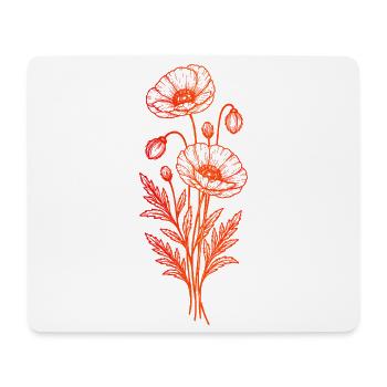 Style minimaliste d’art en ligne de coquelicot - Tapis de souris (format paysage) - blanc - Devant