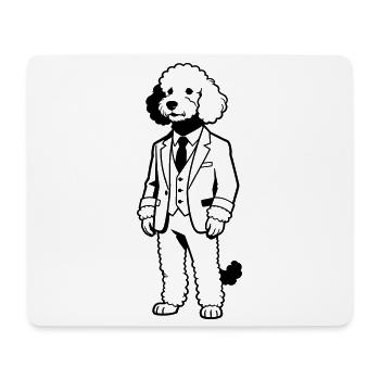Doodle-Hund im Anzug - Mousepad (Querformat) - Weiß - Vorne