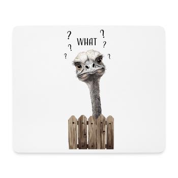 WHAT? – Lustiger verwirrter Vogelstrauß - Mousepad (Querformat) - Weiß - Vorne