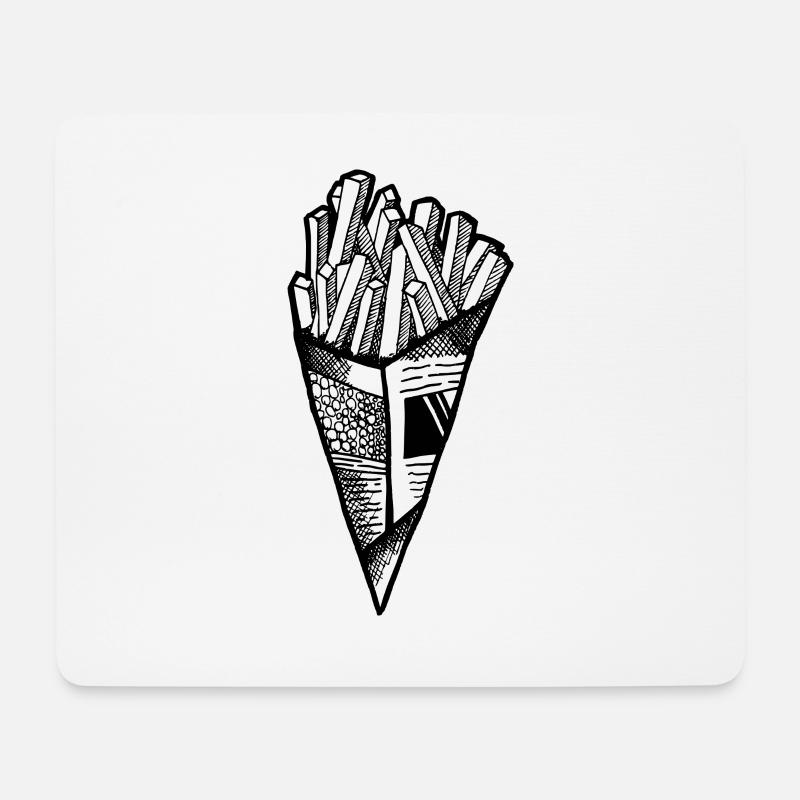Pommes - Mousepad (Querformat) - Weiß