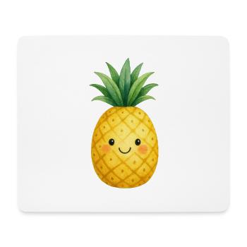 Kawaii Pineapple Watercolor Kids Fruit Cute Cute - Mouse Pad (horizontal) - white - Front