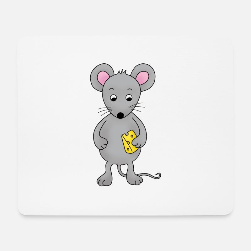 kleine Maus mit Käse - Mousepad (Querformat) - Weiß