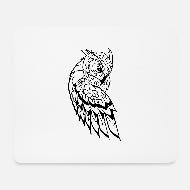 Eule Ethno - Mousepad (Querformat) - Weiß