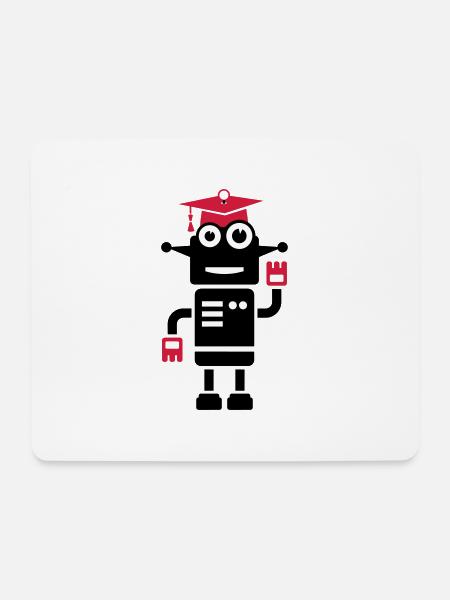Roboter mit Doktorhut Geschenk zur Promotion - Mousepad (Querformat) - Weiß
