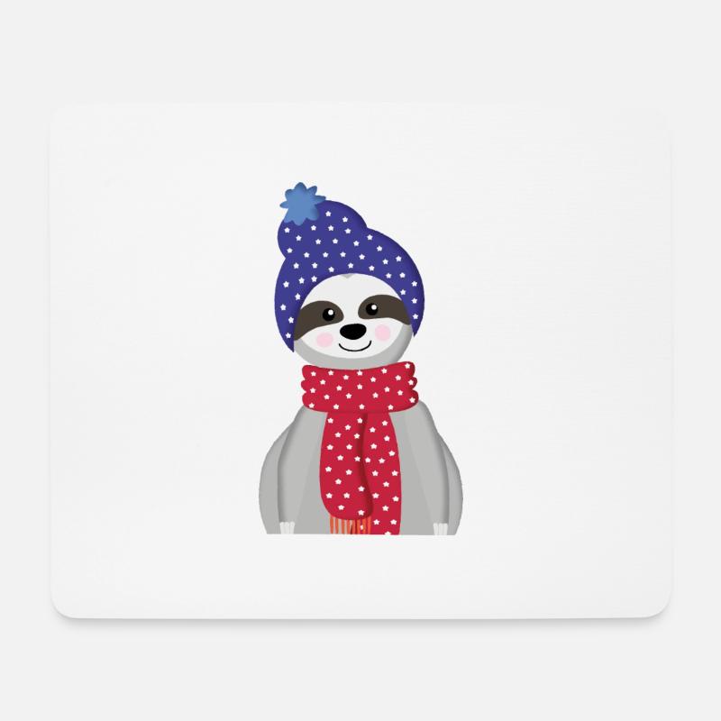 Winter Sloth - Mousepad (Querformat) - Weiß