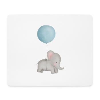 Baby Elefant mit Ballon - Mousepad (Querformat) - Weiß - Vorne