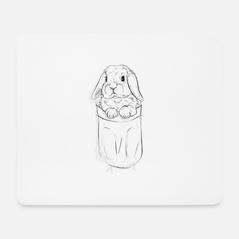 Widder Kaninchen in Tasche - Mousepad (Querformat) - Weiß