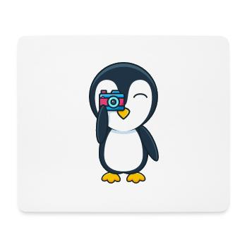 Penguin with camera - Mouse Pad (horizontal) - white - Front
